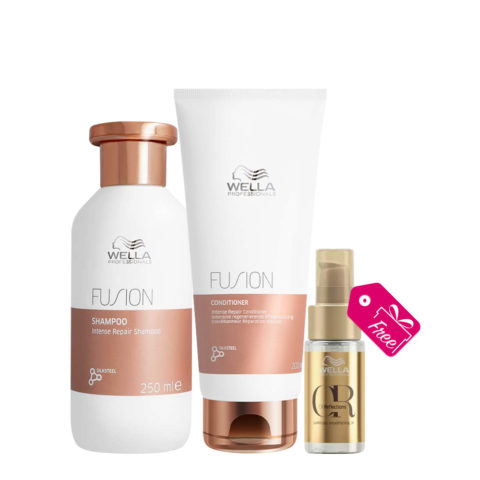 Wella Fusion Intense Repair Shampoo 250ml Conditioner 200ml + Oil Reflections Luminous Smoothing Oil 30ml GRATIS